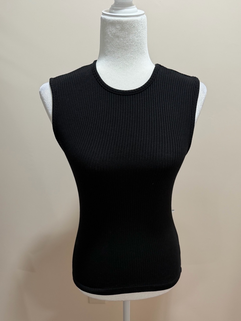 Agolde Black Ribbed Lyocell Blend Sleeveless Binx Tank Top Sz. S